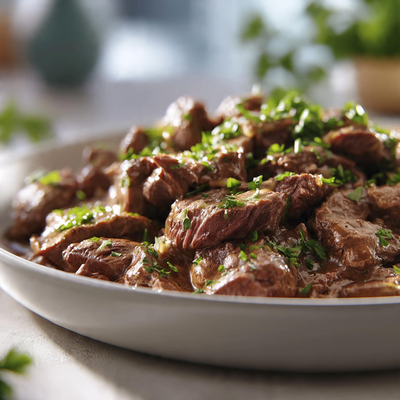 Tender Beef Round Steak with Rich Pan Gravy