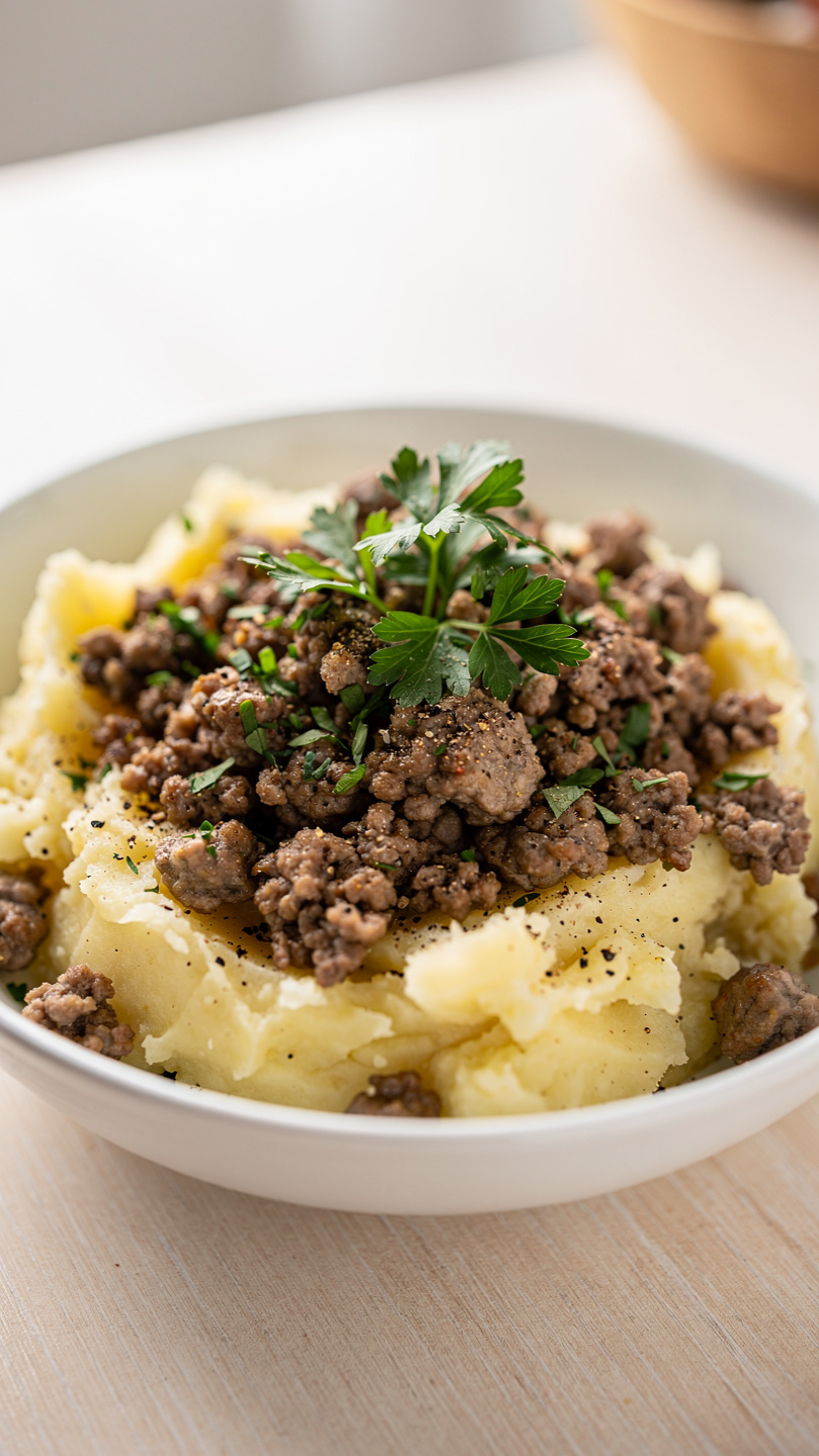 Cheesy One Pot Ground Beef and Potatoes Skillet